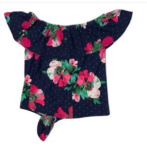 🆕 Shiny Happy Floral Tie Front Top